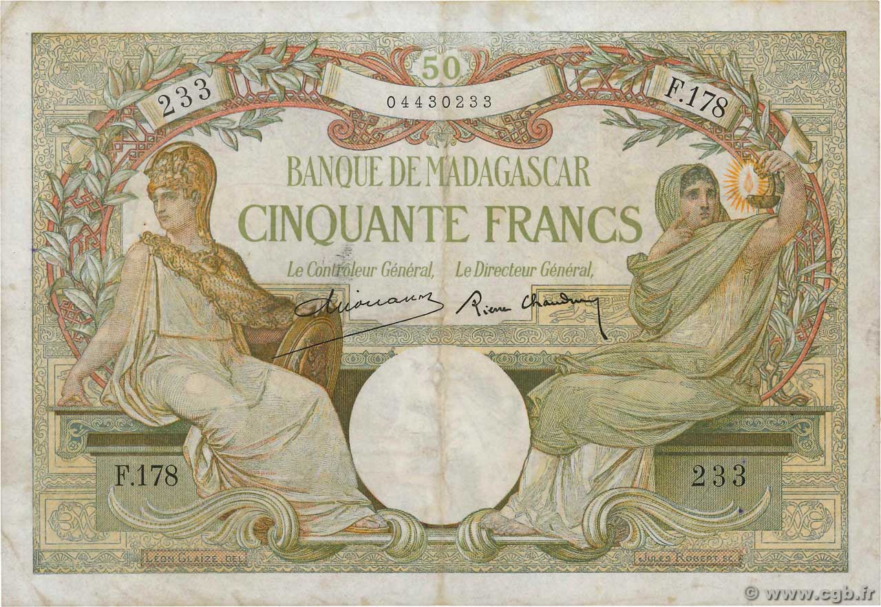 50 Francs MADAGASCAR  1937 P.038 TTB
