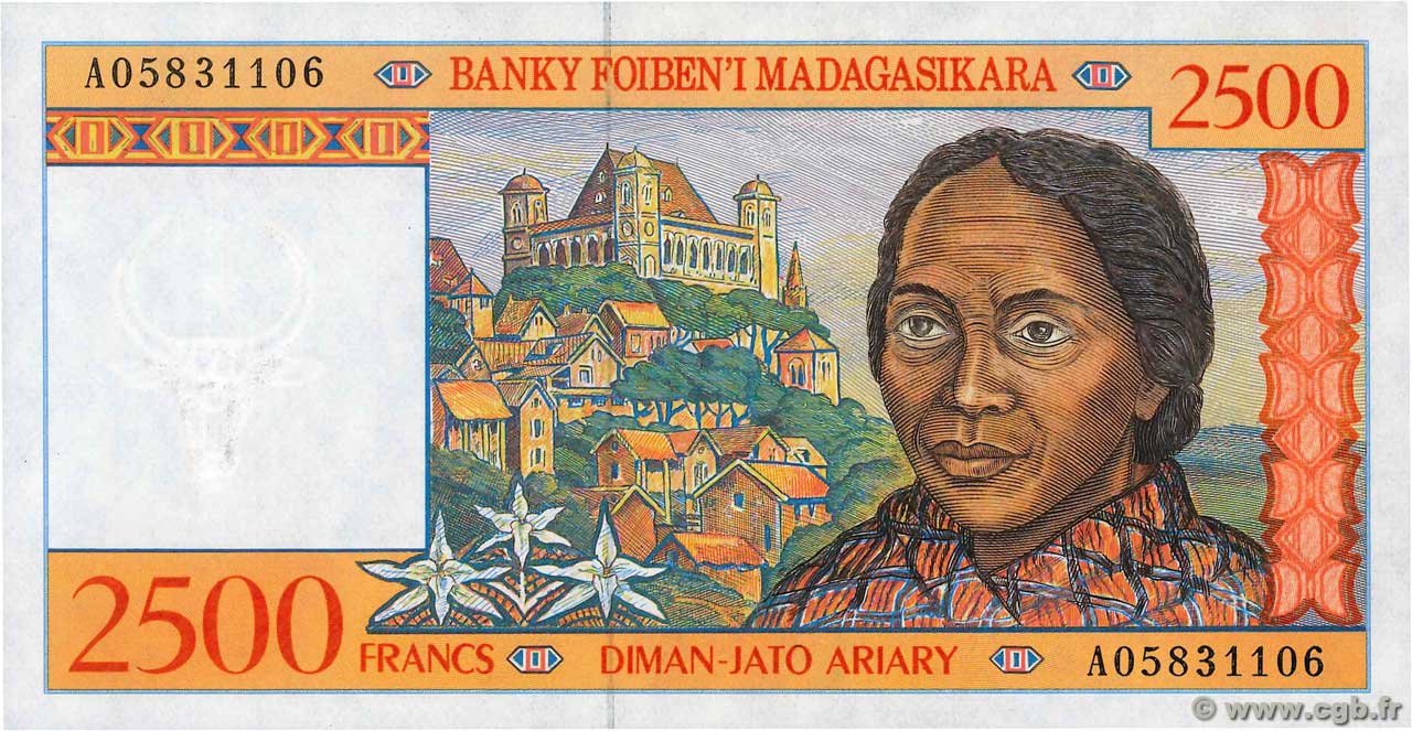 2500 Francs - 500 Ariary MADAGASCAR  1998 P.081 q.FDC