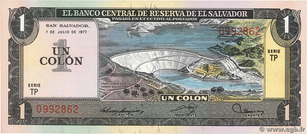 1 Colon EL SALVADOR  1977 P.125a UNC-