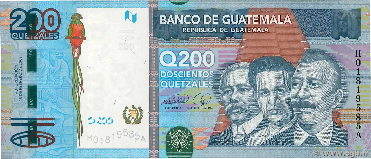 200 Quetzales GUATEMALA  2009 P.120 FDC