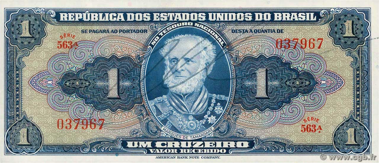 1 Cruzeiro BRAZIL  1944 P.132 UNC