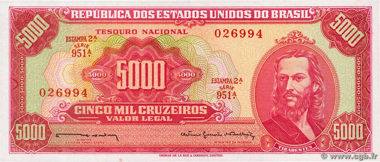 5000 Cruzeiros BRÉSIL  1964 P.182b NEUF