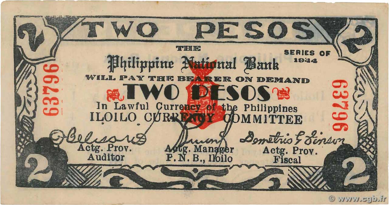 2 Pesos PHILIPPINEN  1944 PS.340 fST