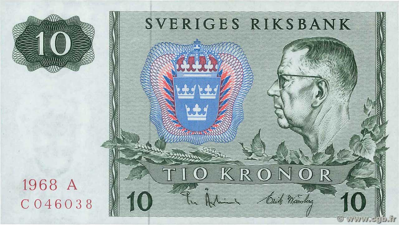 10 Kronor SUÈDE  1968 P.52b NEUF