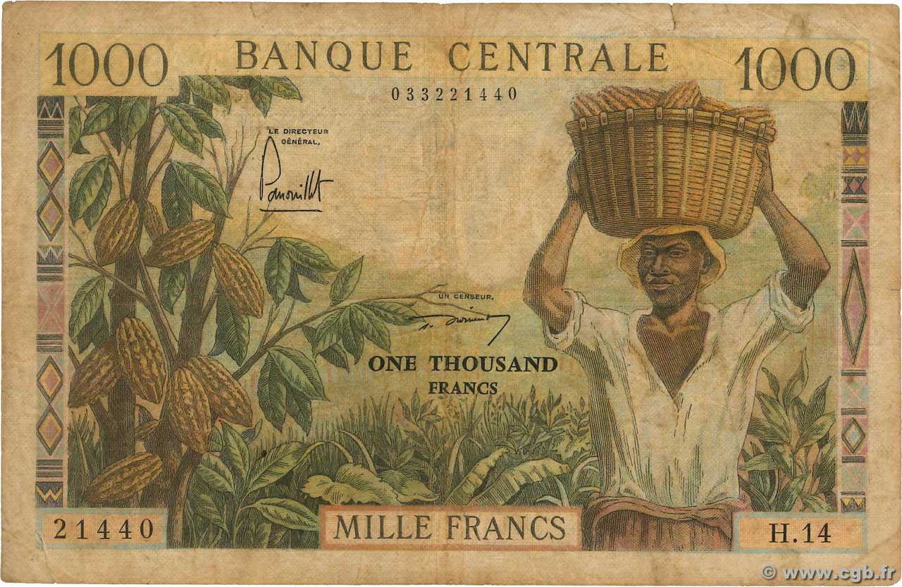 1000 Francs CAMEROUN  1962 P.12b B+