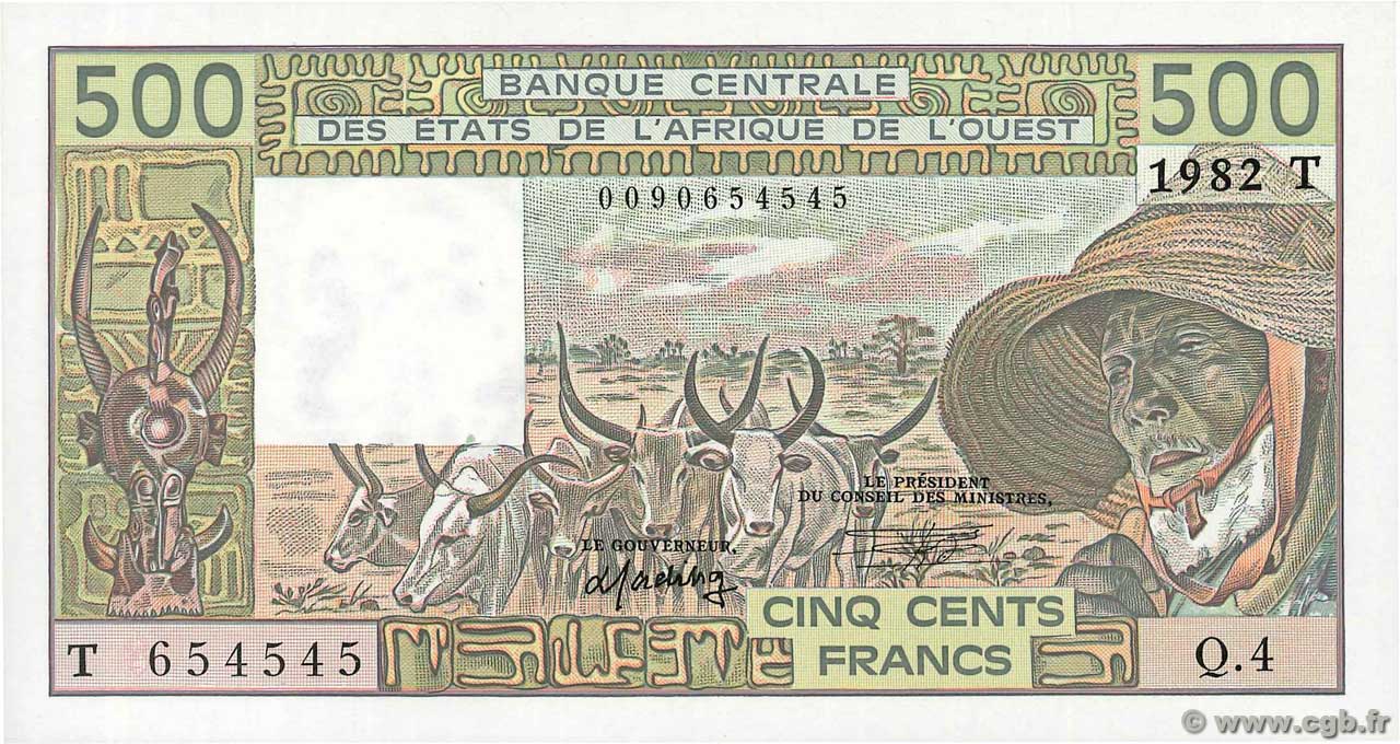 500 Francs ÉTATS DE L AFRIQUE DE L OUEST  1982 P.806Td NEUF