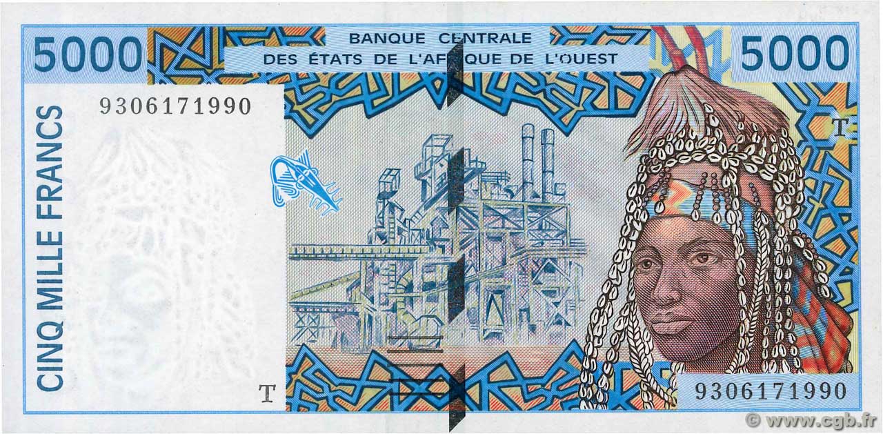 5000 Francs ÉTATS DE L AFRIQUE DE L OUEST  1993 P.813Tb pr.NEUF