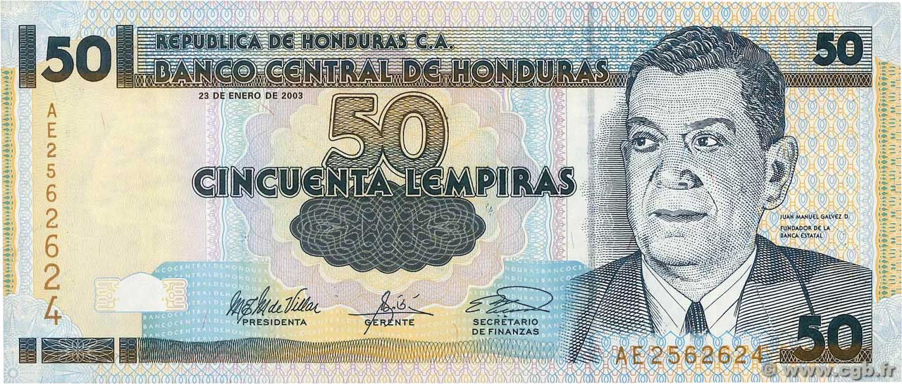 50 Lempiras HONDURAS  2003 P.088b XF