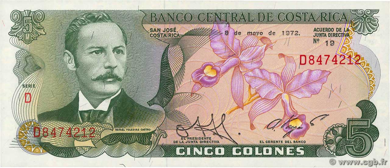 5 Colones COSTA RICA  1972 P.236b NEUF