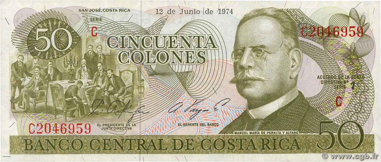 50 Colones COSTA RICA  1974 P.239 ST