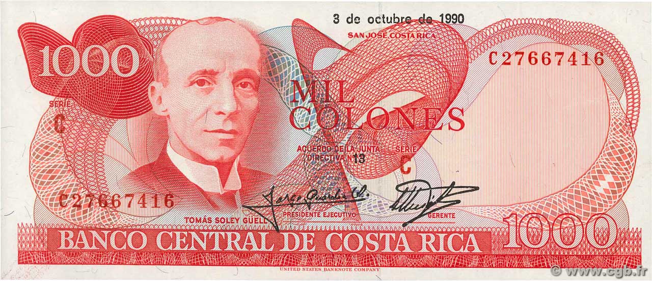 1000 Colones COSTA RICA  1992 P.259a ST