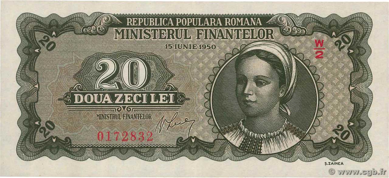20 Lei RUMANIA  1950 P.084a EBC+