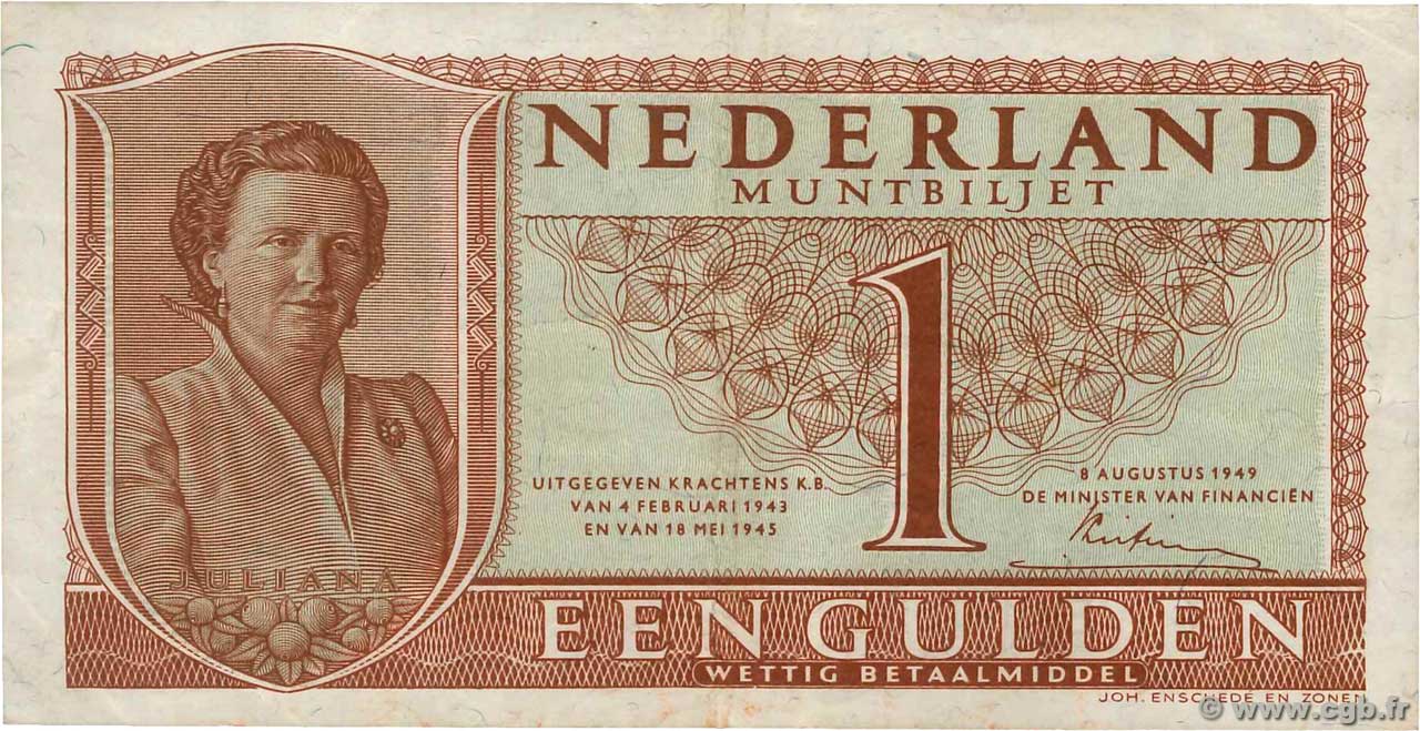 1 Gulden NIEDERLANDE  1949 P.072 SS