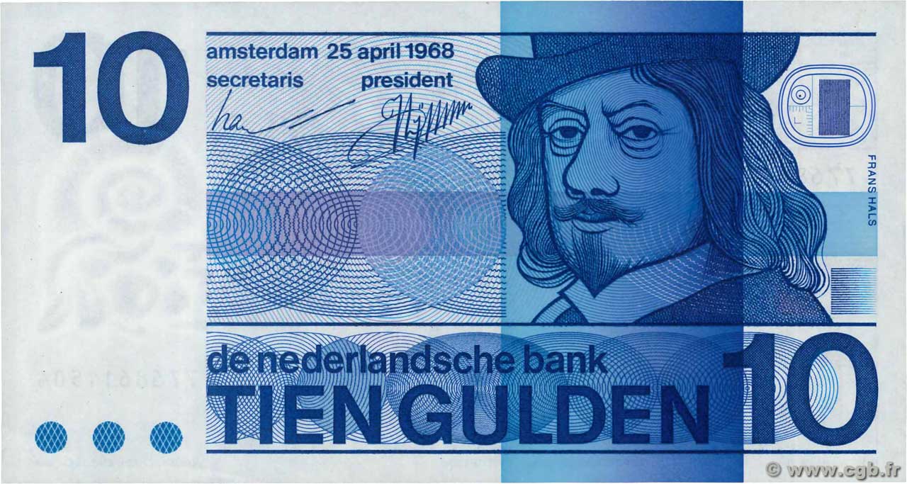 10 Gulden PAESI BASSI  1968 P.091b q.FDC