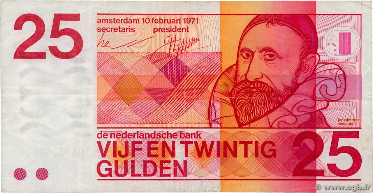 25 Gulden PAYS-BAS  1971 P.092b TTB