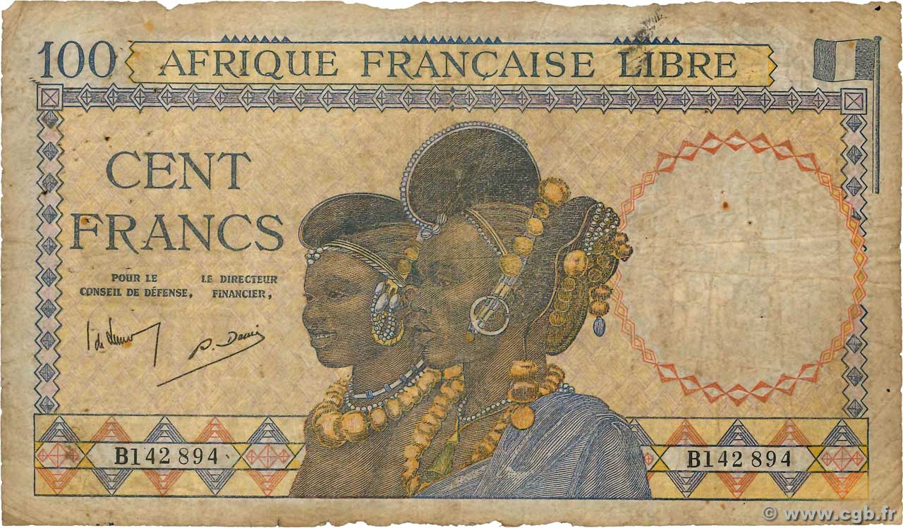 100 Francs AFRIQUE ÉQUATORIALE FRANÇAISE Brazzaville 1941 P.08 RC