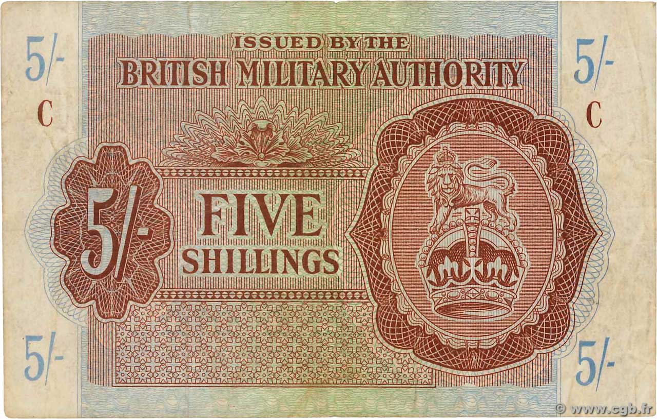 5 Shillings ENGLAND  1943 P.M004 F+