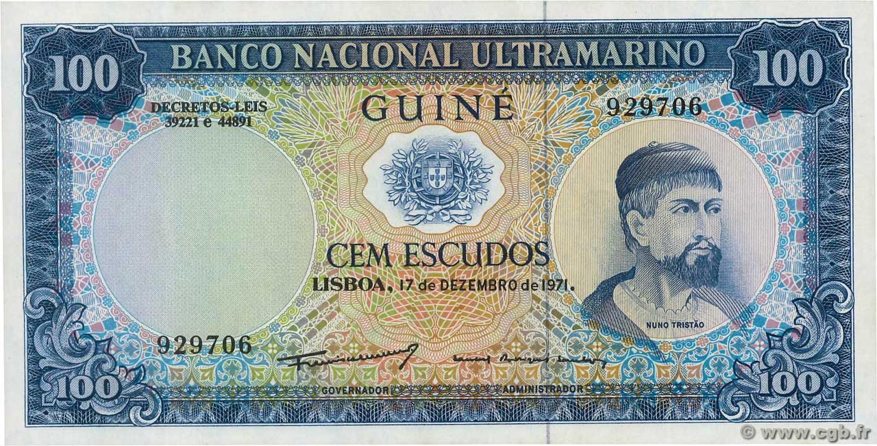 100 Escudos PORTUGUESE GUINEA  1971 P.045a UNC