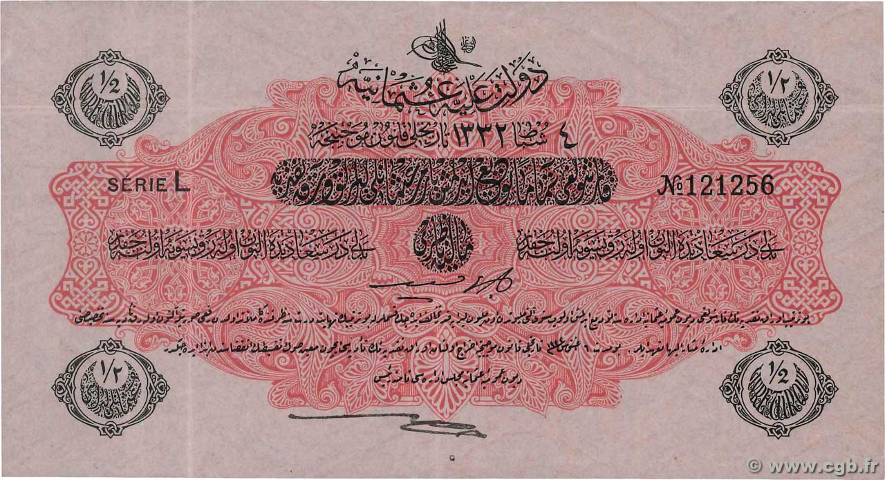 1/2 Livre TURKEY  1913 P.098a VF