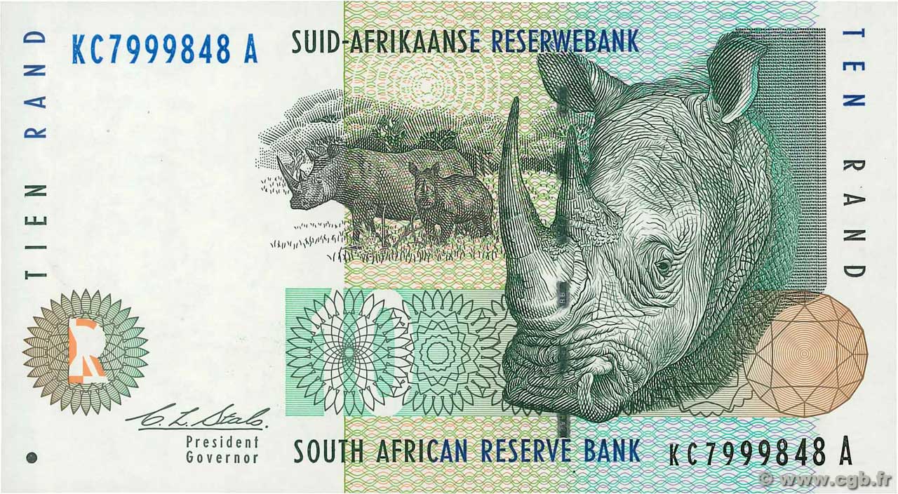 10 Rand SOUTH AFRICA  1993 P.123a UNC