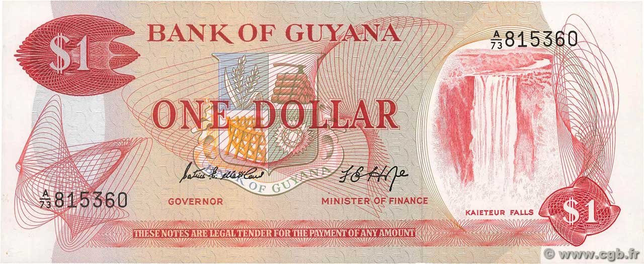 1 Dollar GUYANA  1966 P.21d FDC