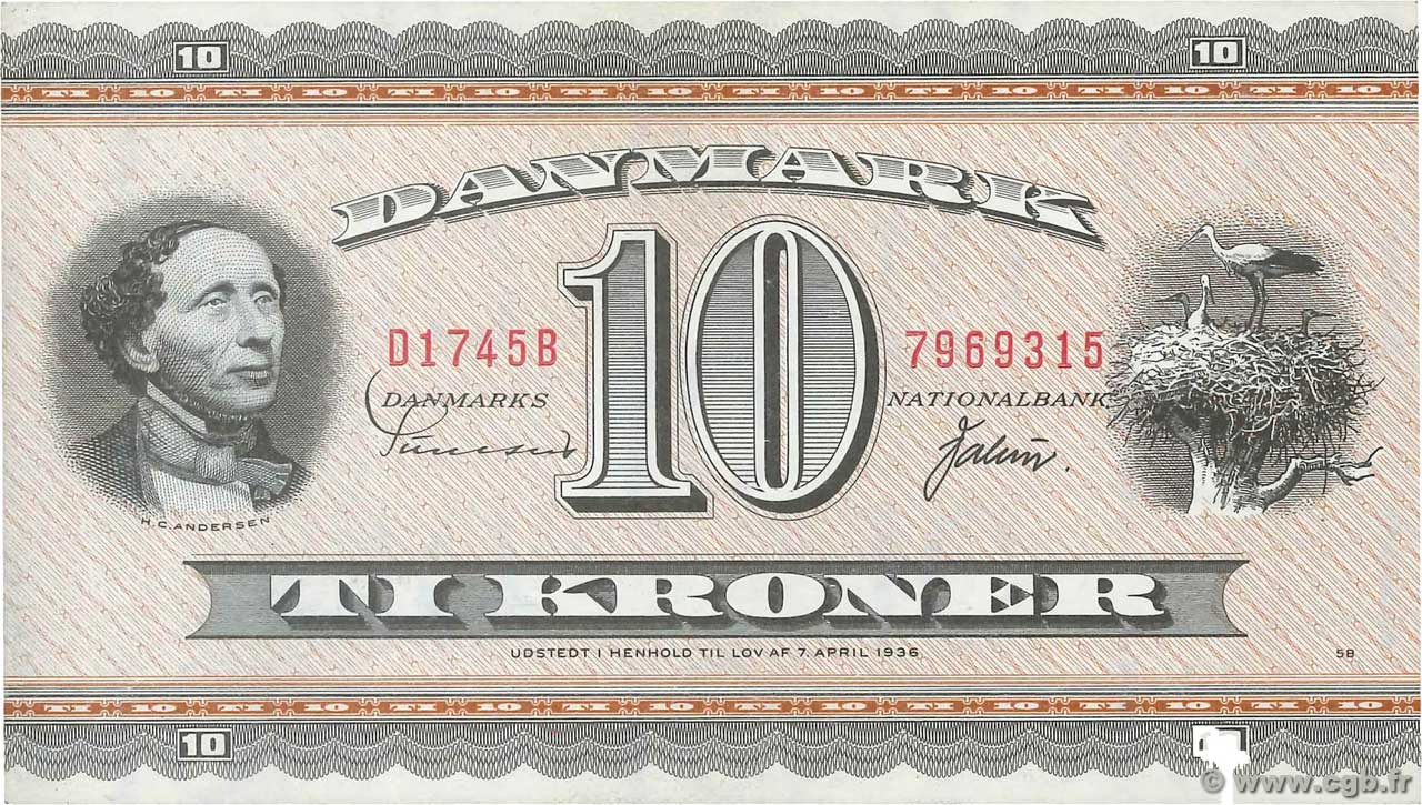 10 Kroner DANEMARK  1974 P.044ai SPL