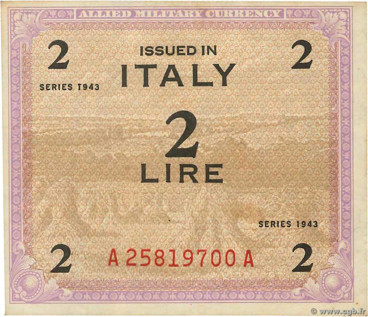 2 Lire ITALIA  1943 PM.11b MBC+