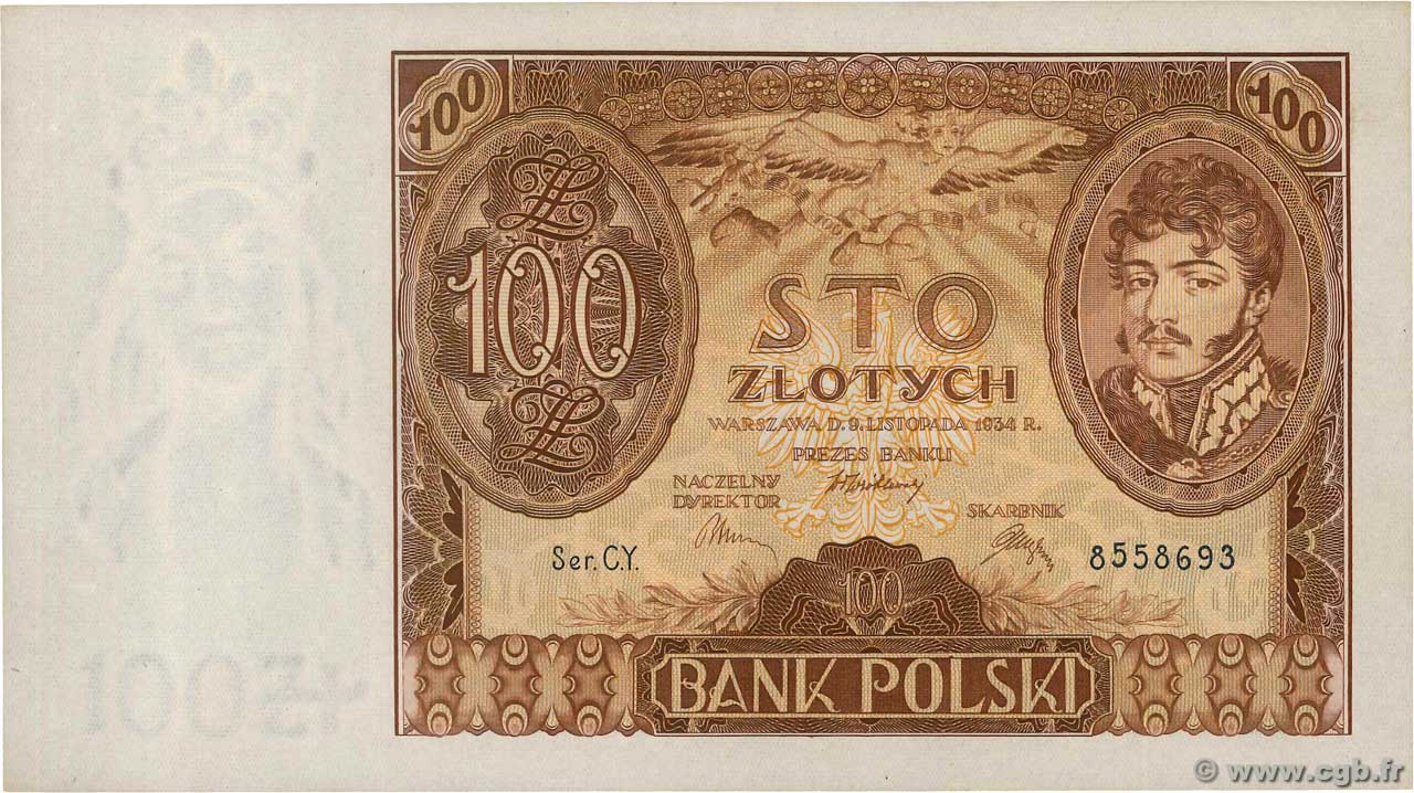 100 Zlotych POLEN  1934 P.075a fST+