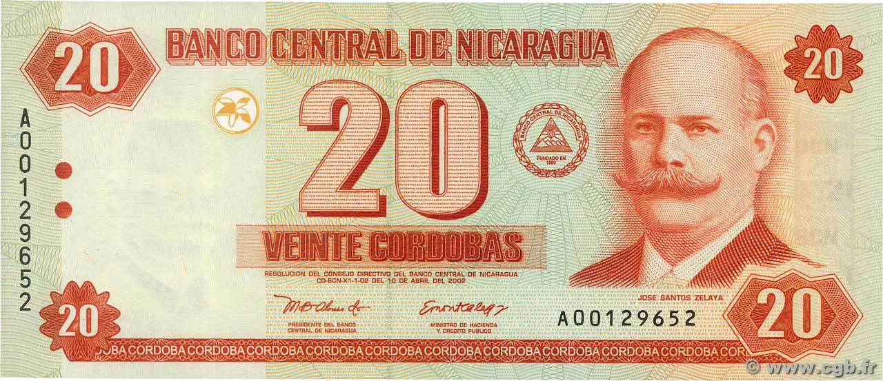 20 Cordobas NICARAGUA  2002 P.192 FDC