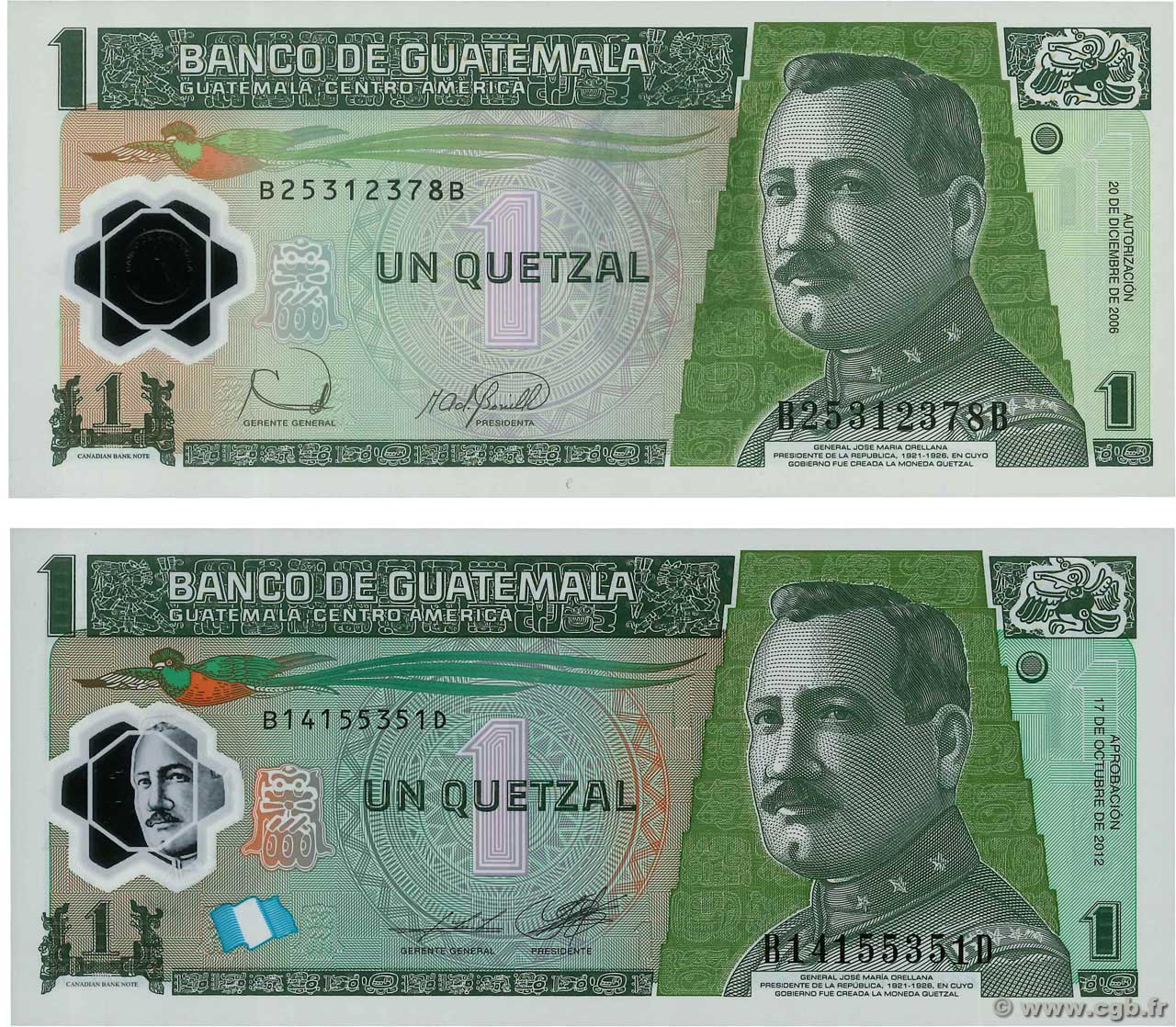1 Quetzale Lot GUATEMALA  2006 P.109 et P.115 UNC