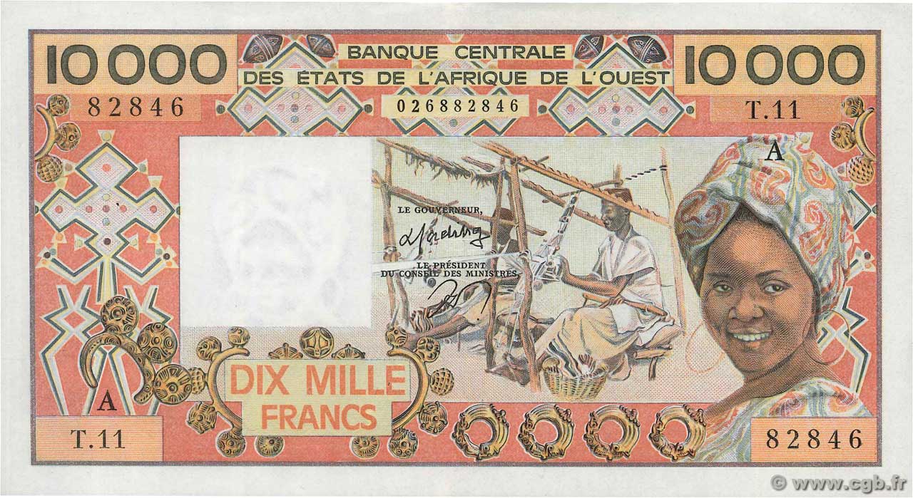 10000 Francs ÉTATS DE L AFRIQUE DE L OUEST  1977 P.809Tb SUP+