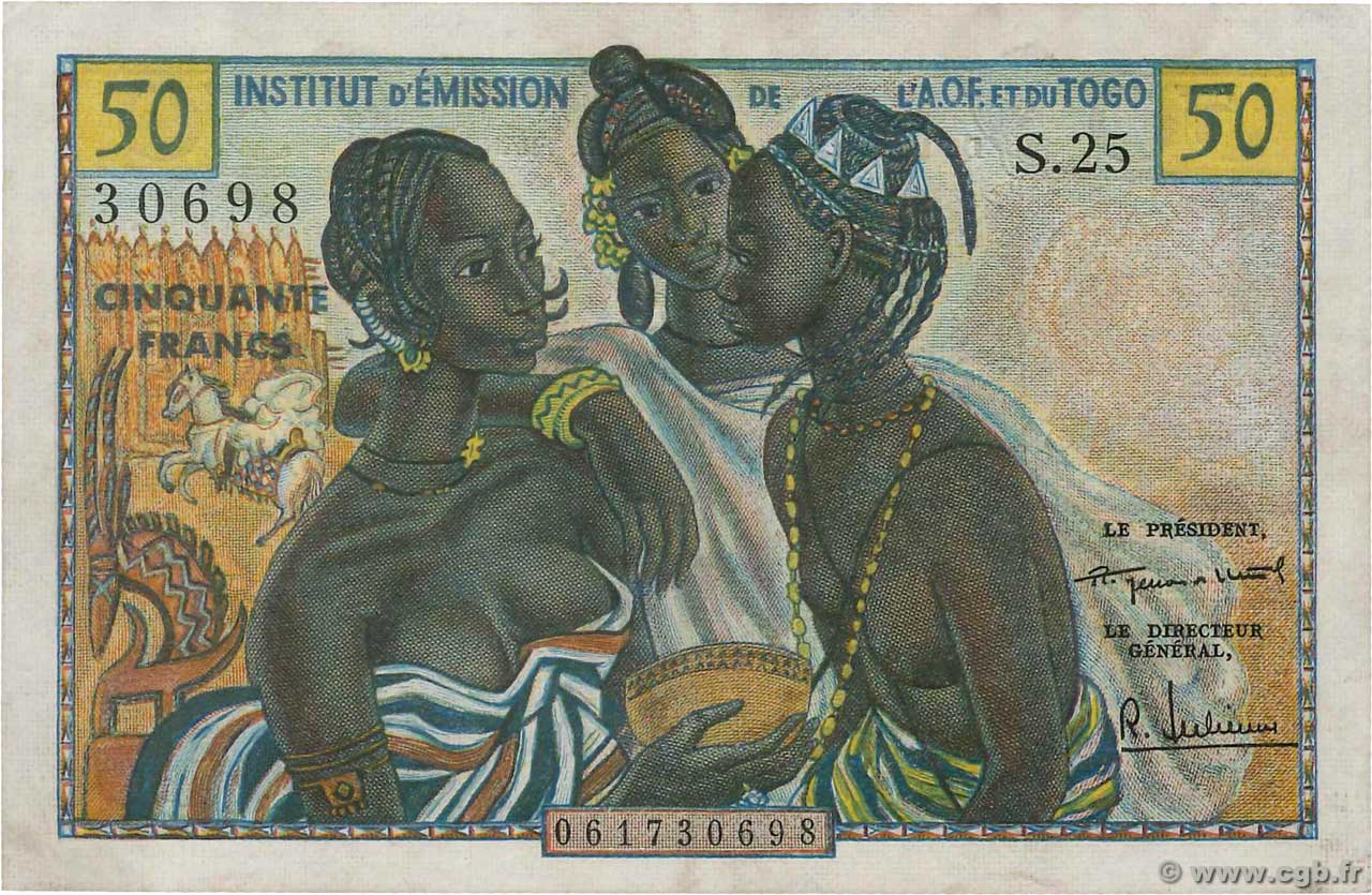 50 Francs FRENCH WEST AFRICA  1956 P.45 SS