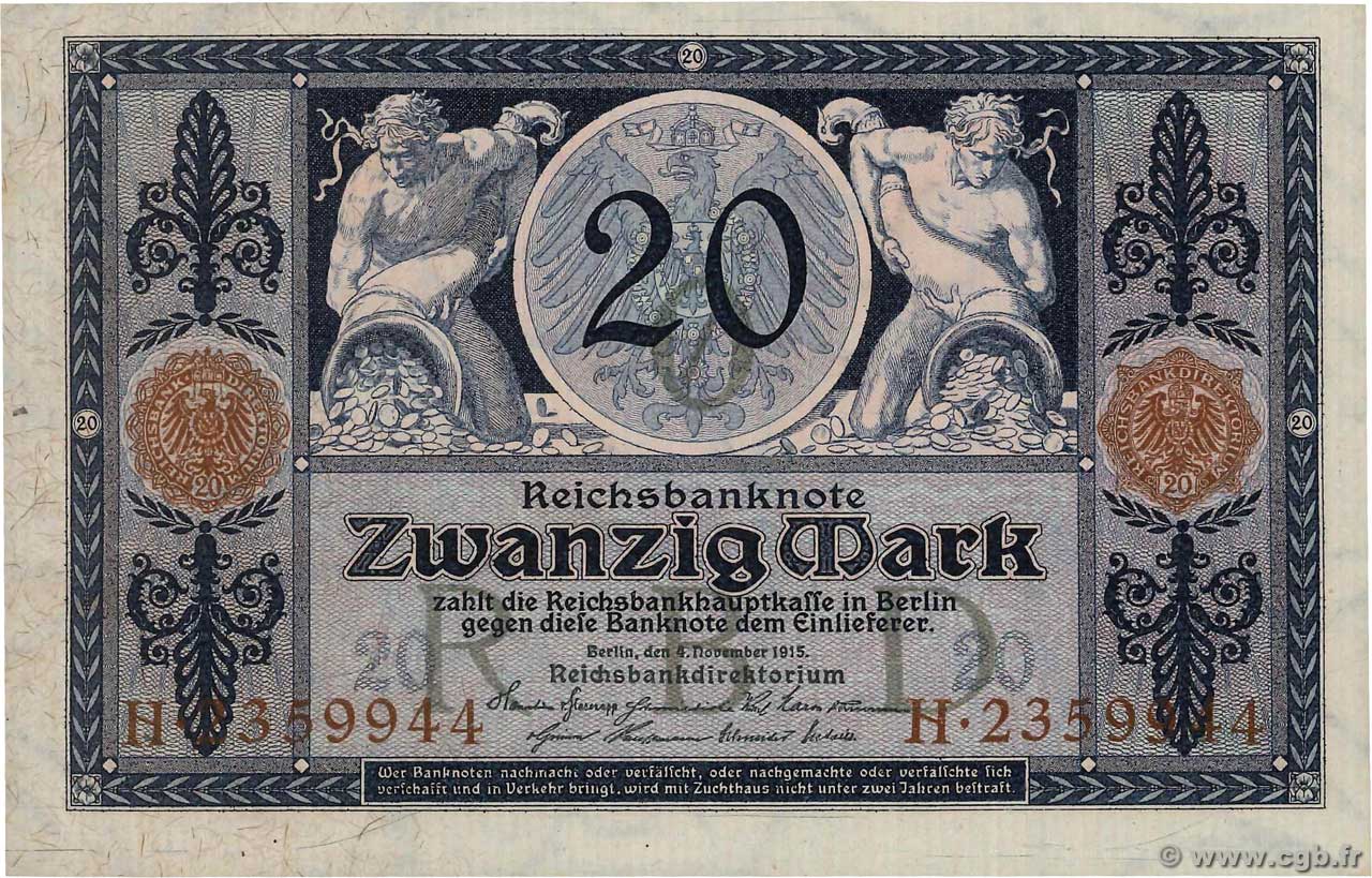 20 Mark ALLEMAGNE  1915 P.063 NEUF