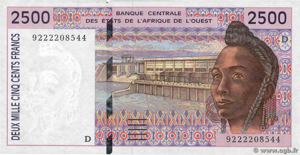 2500 Francs ÉTATS DE L AFRIQUE DE L OUEST  1992 P.412Da SUP