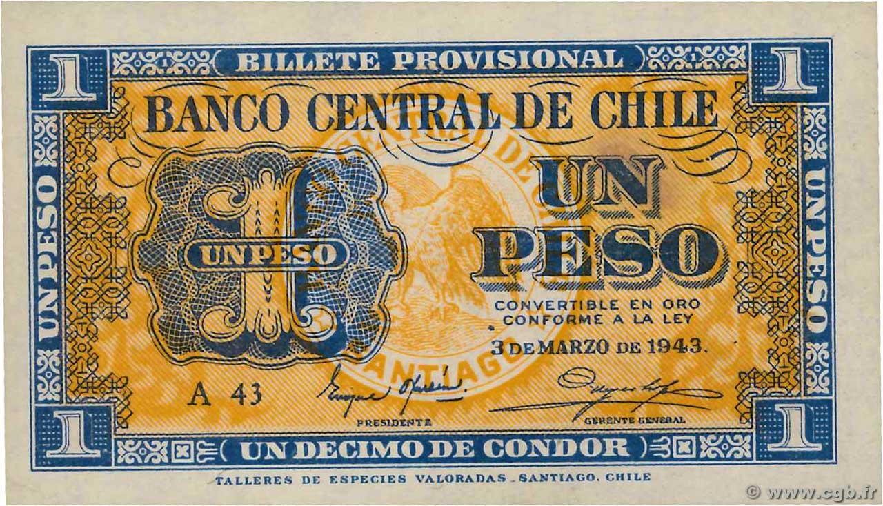 1 Peso - 1/10 Condor CHILE
  1943 P.090a SC+