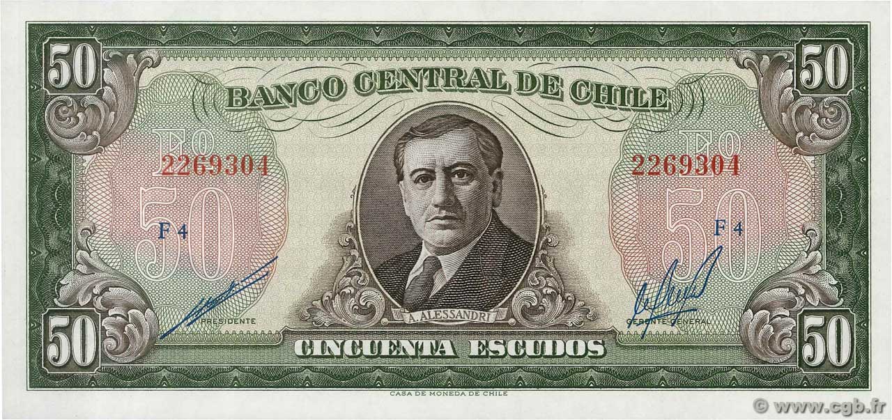 50 Escudos CHILI  1964 P.140b NEUF