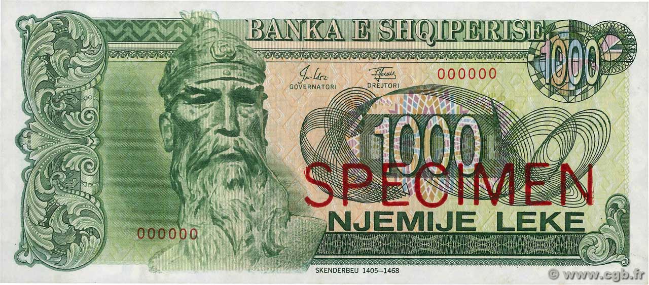 1000 Lekë Spécimen ALBANIA  1992 P.54s FDC