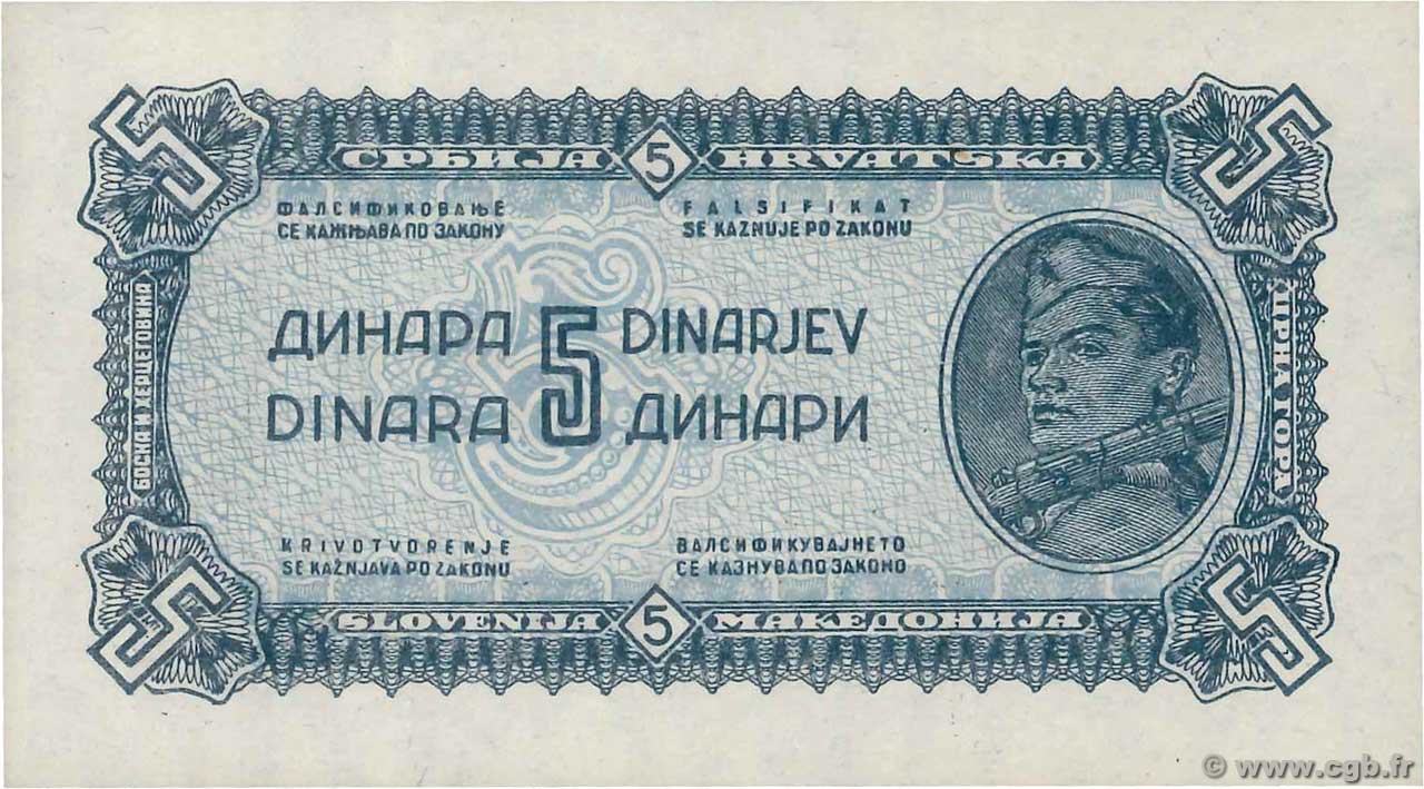 5 Dinara YUGOSLAVIA  1944 P.049a FDC