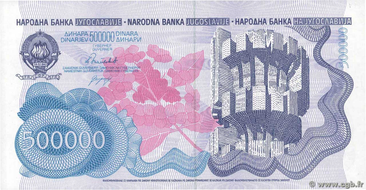 500 000 Dinara YOUGOSLAVIE  1989 P.098 NEUF