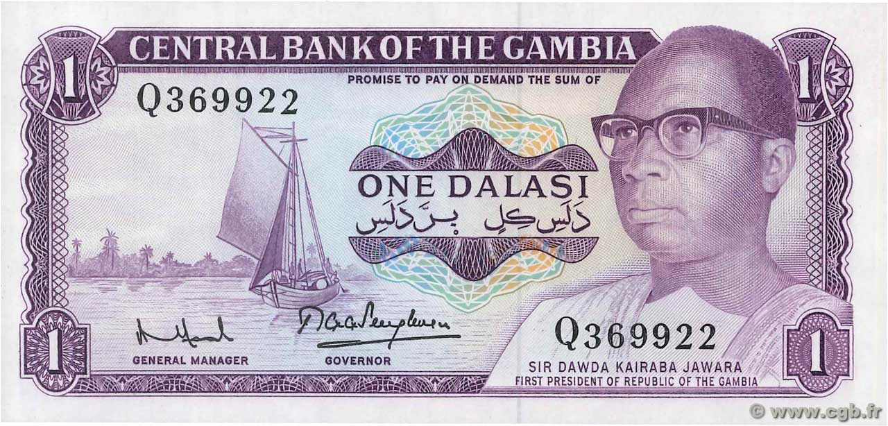 1 Dalasi GAMBIA  1971 P.04f ST