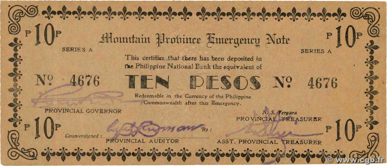 10 Pesos FILIPINAS  1942 PS.598 SC+