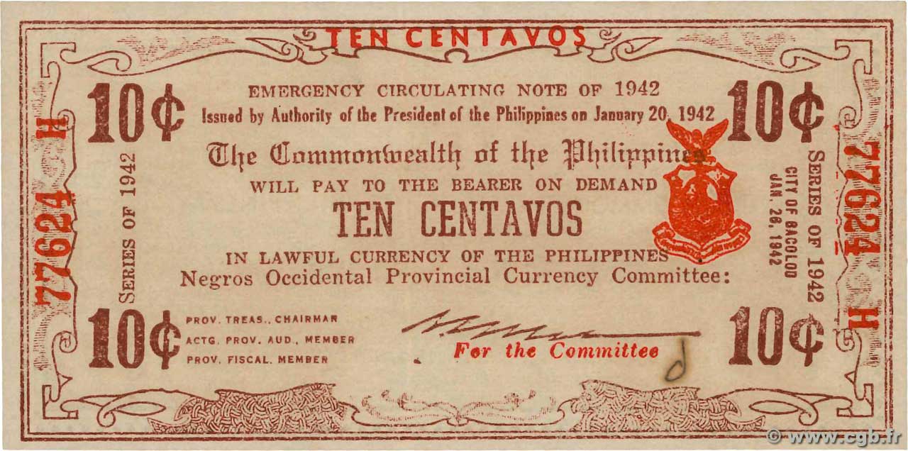 10 Centavos PHILIPPINES  1942 PS.642 NEUF