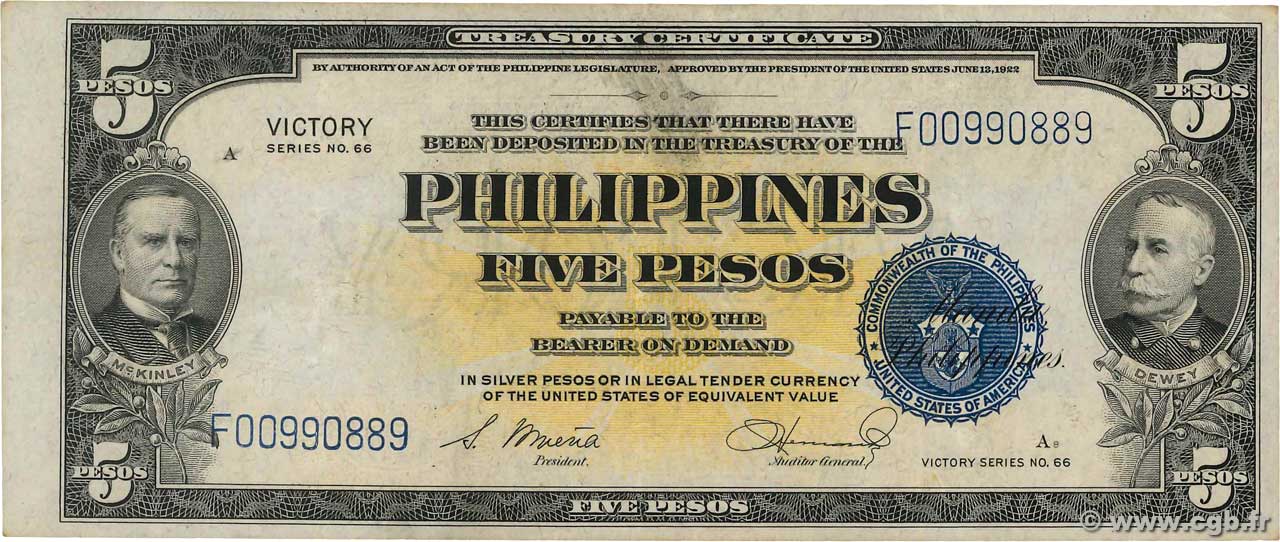 5 Pesos FILIPINAS  1944 P.096 MBC