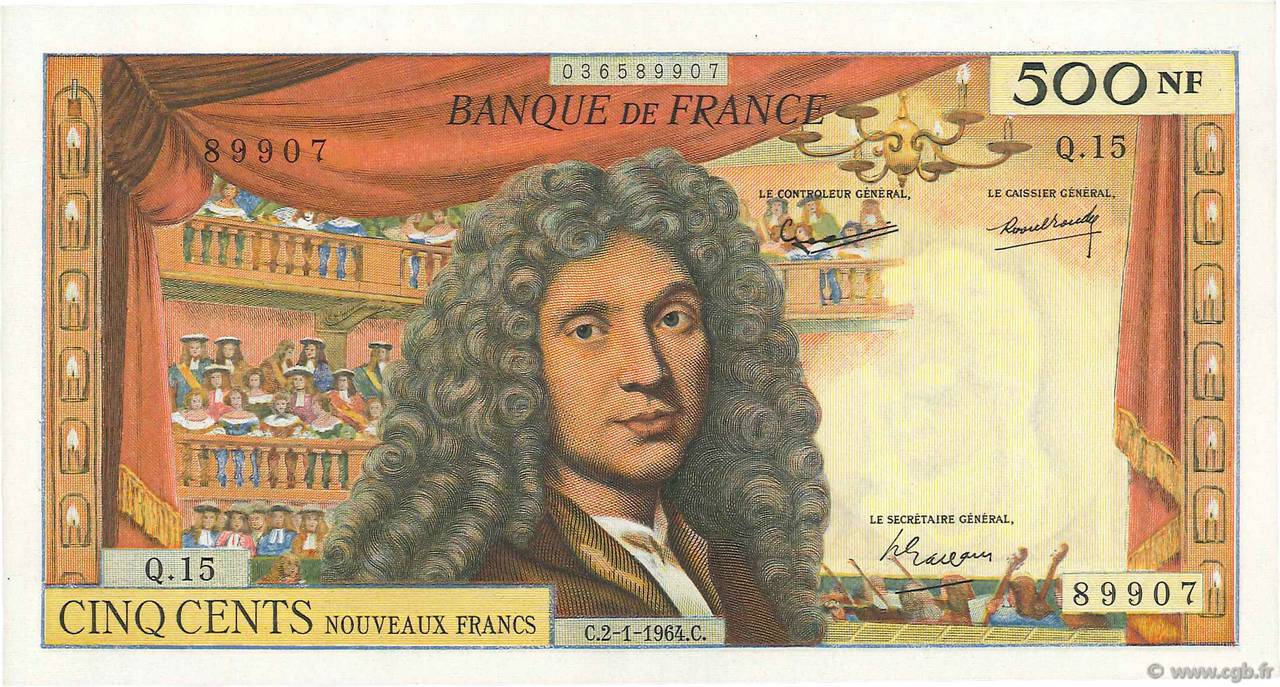 500 Nouveaux Francs MOLIÈRE FRANCE  1964 F.60.06 XF