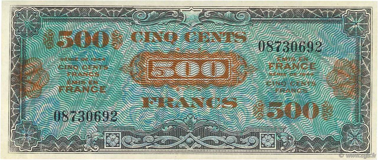 500 Francs DRAPEAU FRANCIA  1944 VF.21.01 q.FDC