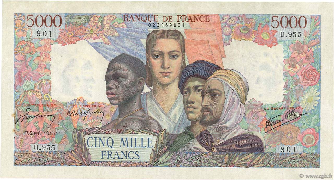 5000 Francs EMPIRE FRANÇAIS FRANCE  1945 F.47.40 SUP