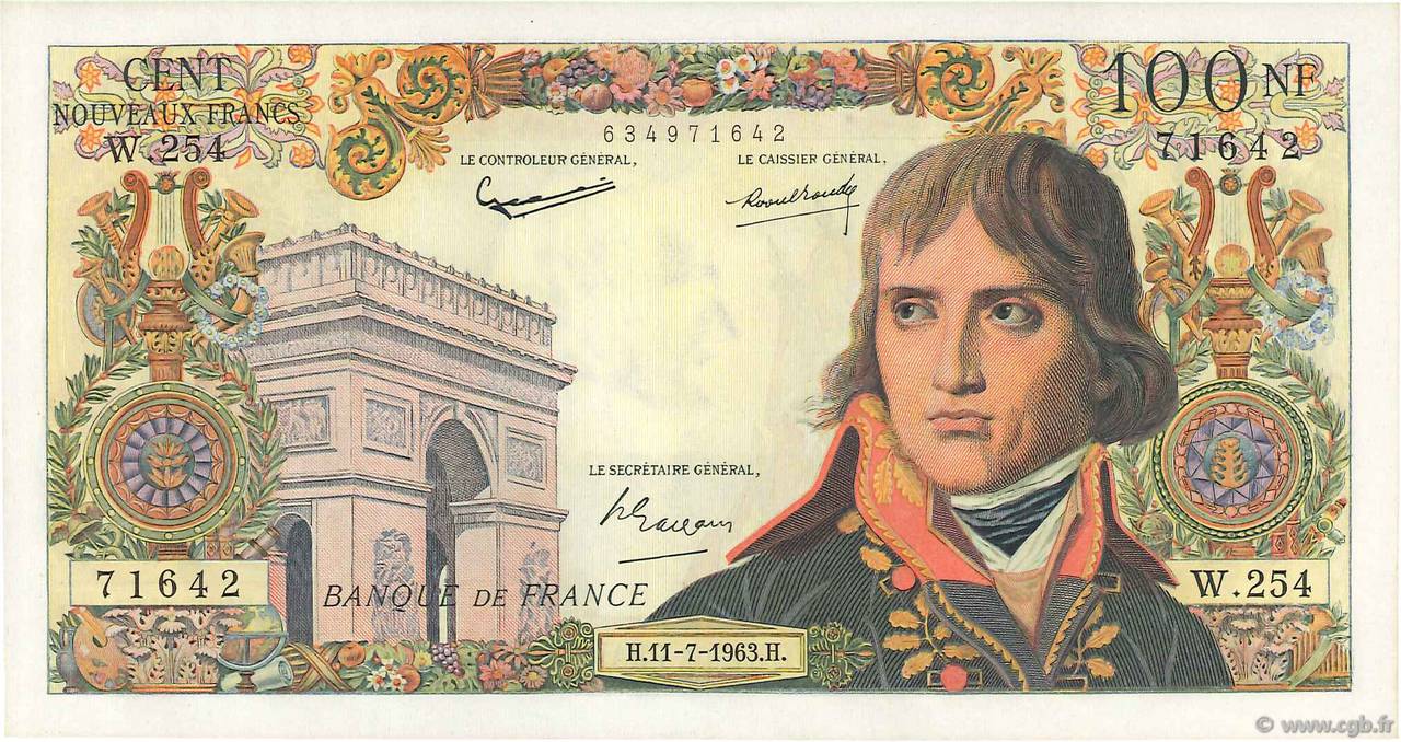 100 Nouveaux Francs BONAPARTE FRANCE  1963 F.59.22 AU-