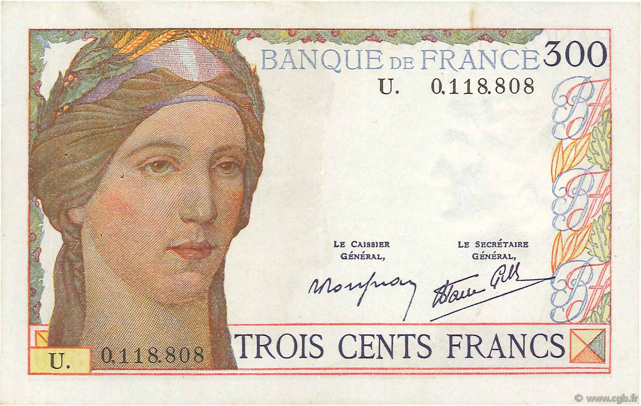 300 Francs FRANCE  1939 F.29.03 TTB+