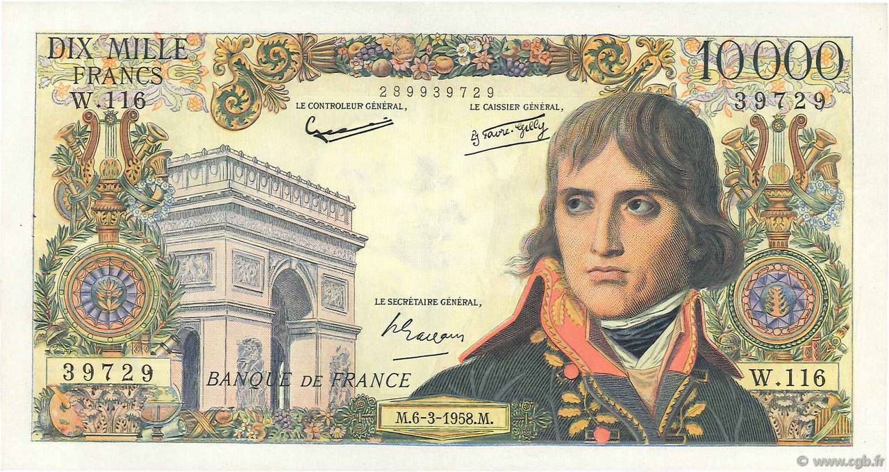 10000 Francs BONAPARTE FRANCIA  1958 F.51.11 SPL