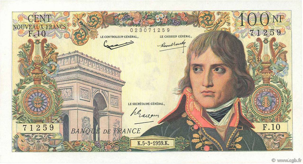 100 Nouveaux Francs BONAPARTE FRANCIA  1959 F.59.01 EBC